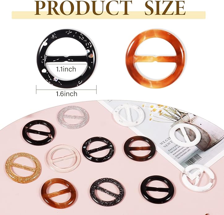 T-Shirt Clips 9 PCS, Clothes Corner Knotted Button, Fashion Alloy Pearl Rhinestone Circle Clip Buckle Round Shirt Silk Scarf