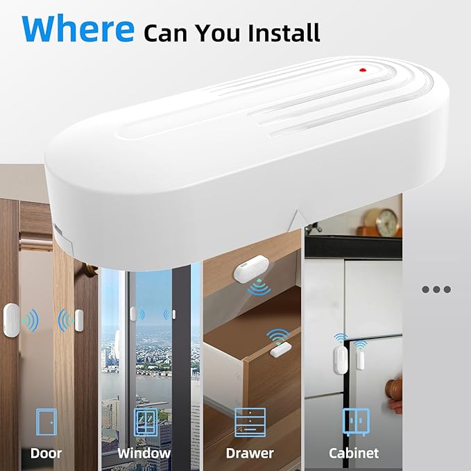 Daytech Wireless Door Sensor Chime - 800ft Range, 20 Chimes, 5 Adjustable Volume, Mute Mode, LED Indicator, Door Open Alert for Business/Home
