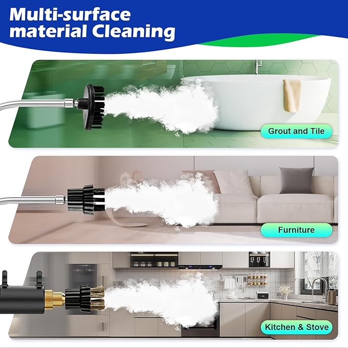 Flgocexs Steam Cleaner for Home,2500W Pressurized Steam Cleaner with 3 Brush Heads Portable Steamer for Cleaning Multi Surface Steam Cleaners with 2L Tank for Floor Car Carpet Upholstery