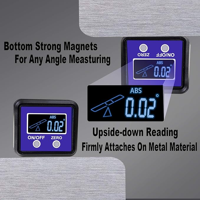 Digital Angle Gauge and Protractor, eOUTIL Digital Angle Finder Inclinometer Level Box with Magnetic Base for Woodworking, Table Saw, Construction, Drilling Machinery, Masonry