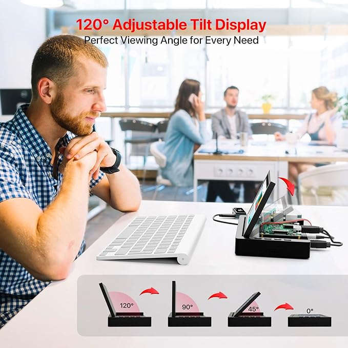 ROADOM 5'' Mini Monitor with Raspberry Pi Mount Holes & USB HUB, Type-C One-Cable Connection&Speakers, All-in-One Storage Dock, Pocket IPS Screen for PC monitoring/Gaming/AIDA64/Streaming Partner
