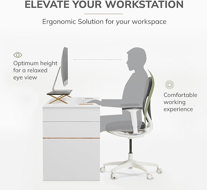 Anji Mountain Monitor Stand - Desktop Organizer & Laptop Riser, Ergonomic Monitor Riser, Space-Saving Monitor Stand for Desk, Durable Construction, Easy Assembly, Ideal for Home & Office,Black