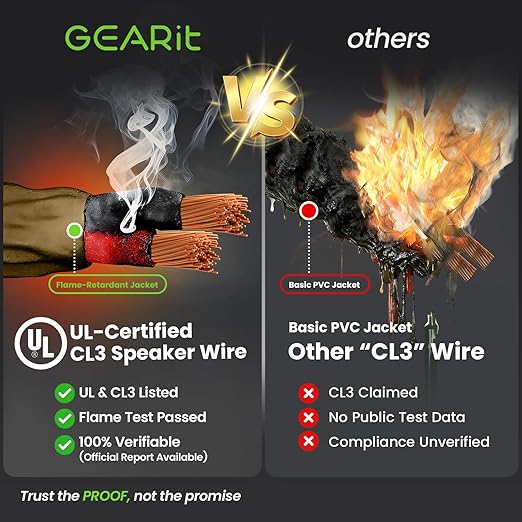 GEARit Outdoor Speaker Wire CL3 Rated, 16 Gauge Speaker Wire, Speaker Cable 100 ft for Outdoor Speakers, Patio, Garden, Backyard Audio, Direct Burial in Ground/in Wall, OFC (Brown, 2-Conductors)