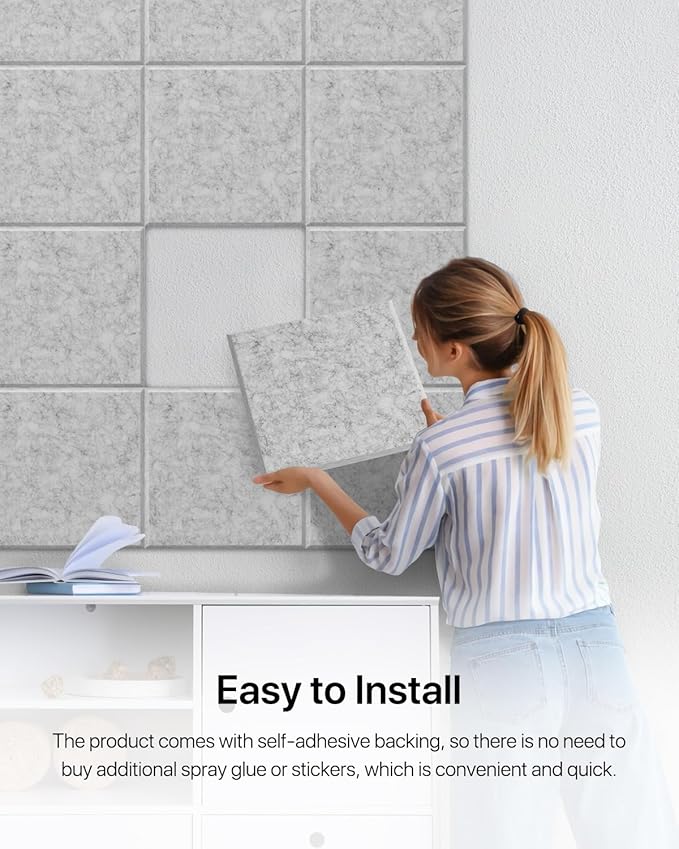 18 Pack Soundproof Wall Panels Self-Adhesive, Square Sound Proof Foam Panels for Wall, High Density Acoustic Panels, Acoustic Panels for Home Office, Reccording Studio 12" X 12" X 0.4" Gray