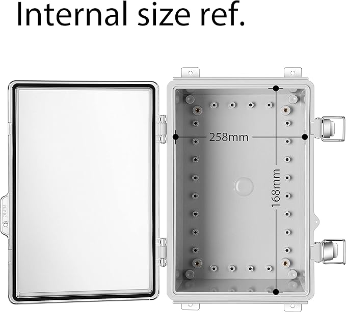 Gratury Junction Box, IP67 Waterproof Plastic Enclosure for Electrical Project, Hinged Grey Cover, Includes Mounting Plate and Wall Bracket (Transparent Cover, 11.4"×7.5"×5.5")