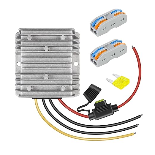 DC 12V to 24V 10A 240W Boost Converter, Waterproof Voltage Regulator Power Supply Module with Fuse, for Golf Cart, Club Car, LED Strip Light, Automotive, Solar System
