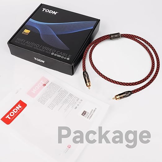 TODN Hi-end Digital Coaxial Cable OFC Core for Audiophile 75-Ohm SPDIF RCA to RCA Audio Cable for Subwoofer, TV, Amp, HiFi Systems (9.8ft /3m)
