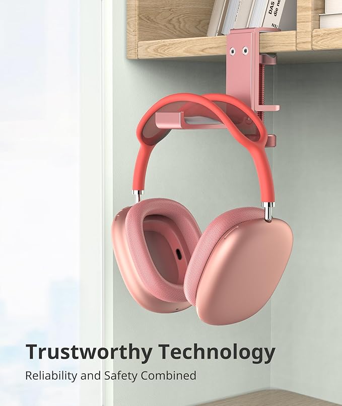 Headphone Stand for Desk – Aluminum Under Desk Headset Stand with Foldable Hook, Headphone Holder Clamp Mount for Gaming Accessories, Space-Saving Headset Hanger