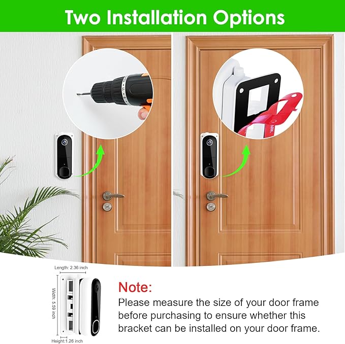 Angled (30°to 145°) Doorbell Wedge Mount for Arlo Video Doorbell 2K/HD -2nd Gen, No-Drill Adjustable Mounting Holder Accessories for Apartment Home Office, Replace Wedge Kit