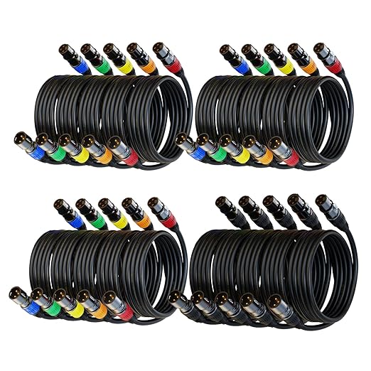 AuxLink XLR Cables 3ft 20Pack, XLR Microphone Cable Mic Cable Male to Female Gold-Plated 3-Pins