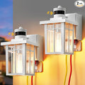 2 pack Porch Lights with GFCI Outlet,Dusk to Dawn Motion Sensor Outdoor Lights,3 Lighting Modes White Front Door Lights,Waterproof Exterior Light Fixture,Outside Wall lamp for House Patio Garage