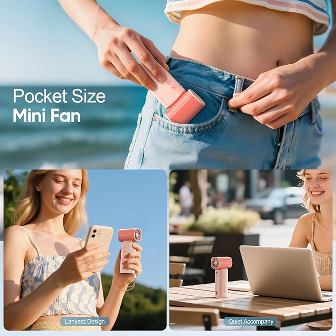 K-RUNMAN Portable Handheld Turbo Fan,100 Speeds Adjustable Mini Personal Fan, 4000mAh USB Rechargeable Battery Operated, LED Display,Gifts for Women Men Travel/Camping/Outdoor (Pink)