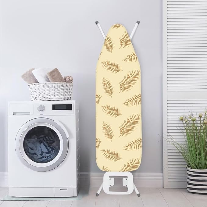 ZCFYGDX Ironing Board Covers,Elastic Edge 3 Bottom Nylon Buckle Straps, Stain Resistant & Resistant Scorch, Easy to Installation Fasteners Minimalist Palm Leaf Print Decor Size-2XL 18 x 58