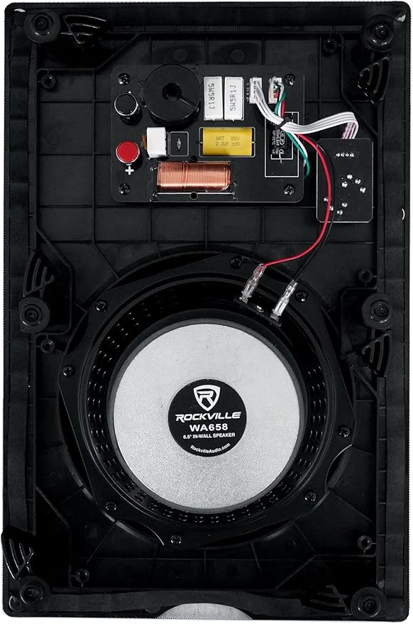Rockville Pair WA658 240W in-Wall Speakers, 6.5" Kevlar Woofer, Silk Dome Tweeter, Magnetic Grilles, 3-Position Tweeter Control, 8-Ohm, for Home Theater & Whole-House Audio