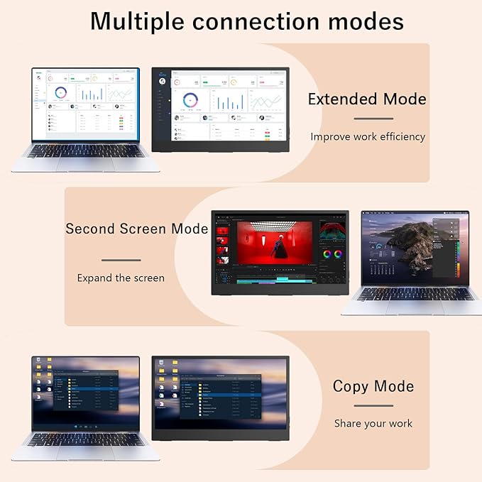 Viyivwine Portable Monitor Touchscreen, 15.6''Laptop Screen Extender, FHD IPS Touch Screen, Travel Monitor with Kickstand & Speaker, HDMI USB C External Monitors for Laptop Phone Computer Xbox Switch