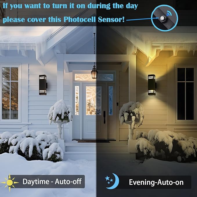 iYogaled Up and Down Lights Outdoor Wall Light Fixtures, Aluminum Dusk to Dawn Outdoor Lighting Fixture, Modern Black Exterior Light Fixtures, Wall Mount Porch Light for House Front Door