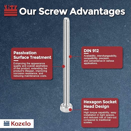 Kozelo 30pcs Socket Head Cap Screws - [M2-0.4 x 30mm] 304 Stainless Steel Allen Socket Drive for Electrical Motor 3D Printing Fan Engine Replacement Use, Silver