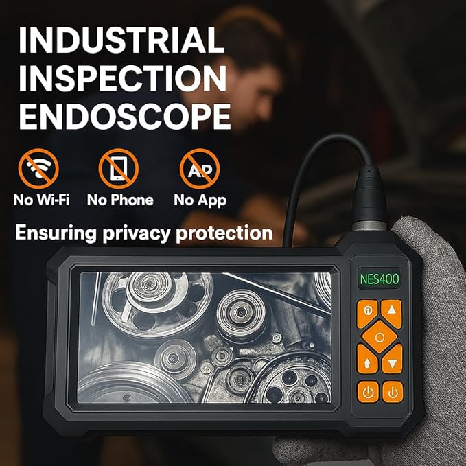 Endoscope Camera with Light 1920P HD Dual-Lens Borescope with 8 LED Lights, IP67 Waterproof Snake Sewer Tools 4.3" Inspection Camera,16.4ft Semi-Rigid Drain Endoscope