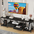 GYIIYUO TV Stand with Fabric Drawer for 50 55 Inches TV - Entertainment Center and Industrial TV Console Table with Open Storage Shelves for Living Room, Bedroom - 47" Black