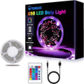 Timelux 20ft LED Strip Lights Color Changing Mood lamp USB 5V Operated RGB 5050 LED Tape Lights Bedroom, Kitchen Cabinet Light with IR Remote Controller and Dimmable