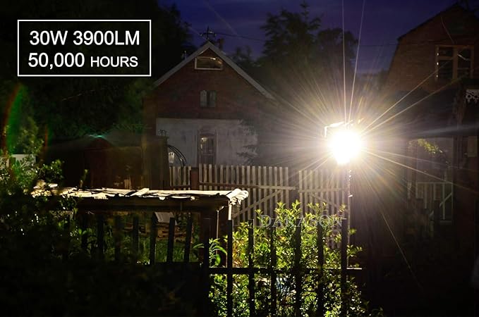 DAKASON 30W LED Flood Light Outdoor, Dusk-to-Dawn Photocell 180° Adjustable Knuckle, 3600LM 5000K Replaces 100W HPS/MH, IP65 Waterproof Outdoor Security Lighting Fixture, ETL Listed, 4 Pack