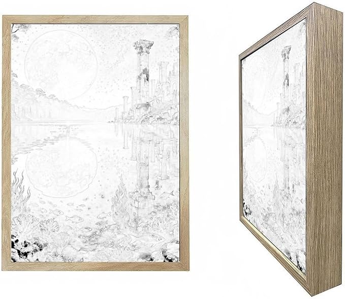 URVIP LED Glowing Photo Frame, 3D Starry-Sky Moon Animal Wall Art, 9x12 Inches Dimmable Light Up Light Painting for Bedroom, Unique Aesthetic Decor, Great Birthday Gift for Women Men