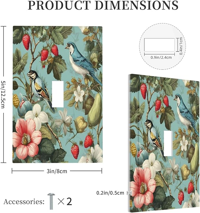 Bvtewkhz William Morris Flower 1 Gang Single Toggle Wall Plate Cover Decorative Light Switch Covers Electrical Faceplate Switch Plates for Bathroom Kitchen Home