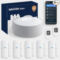 tolviviov WiFi Smart Door/Window Alarm System 8-Piece Kit – App Alerts, Compatible with Alexa, No Monthly Fee, Expandable DIY Wireless Home Security, 1 Siren, 5 Sensors & 2 Remotes (8 Pack)