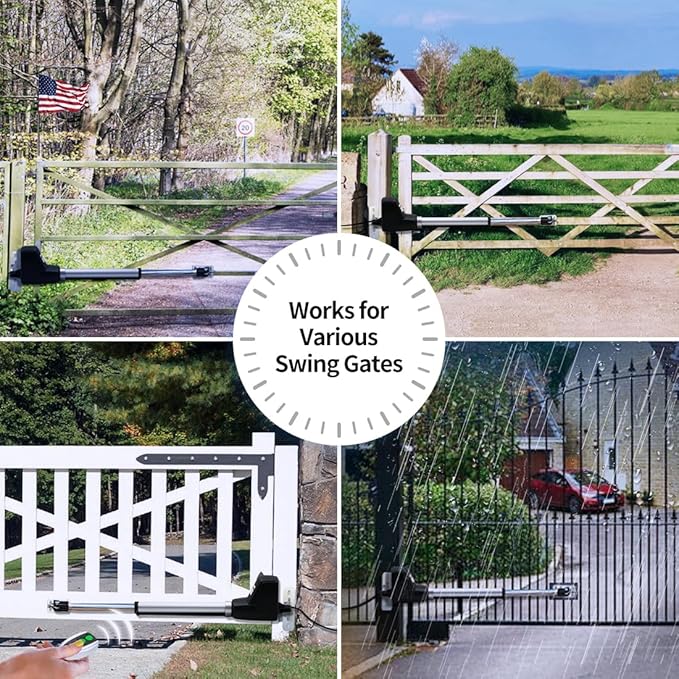 TOPENS AT6131 Single Swing Gate Opener Medium Duty Automatic Gate Motor for Single Swing Gates Up to 18ft, Electric Driveway Gate Operator AC Powered with Remote Control Kit Solar Compatible