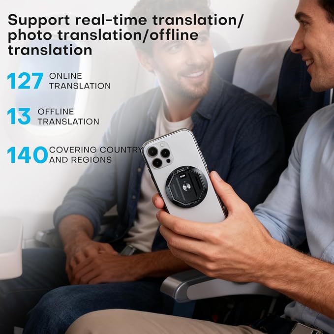 AI Voice Recorder, Transcribe & Summarise with AI Technology 64GB Memory Device Magnetic Phone Stand Offline/Online Translation Support 127 Languages for Lectures, Meetings, Calls, Travel