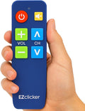 EZclicker TV Remote for Seniors, Extra Simple Big Button Remote (Blue) Works with Major TV Brands, NOT for Streaming (2xAAA Batteries Not Included)