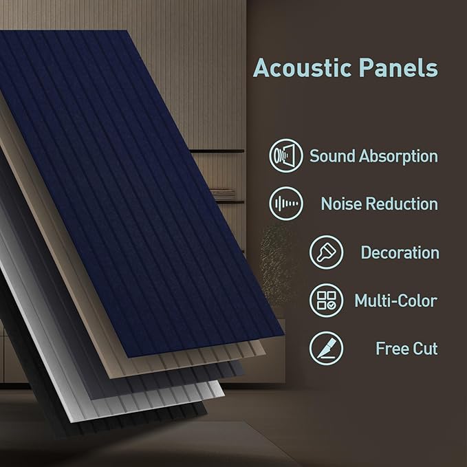 UMIACOUSTICS 6 Packs Acoustic Panel,47.2 x 23.6 Inches Decorative Sound Proof Panel for Office,Home Theater,Studio ,Black