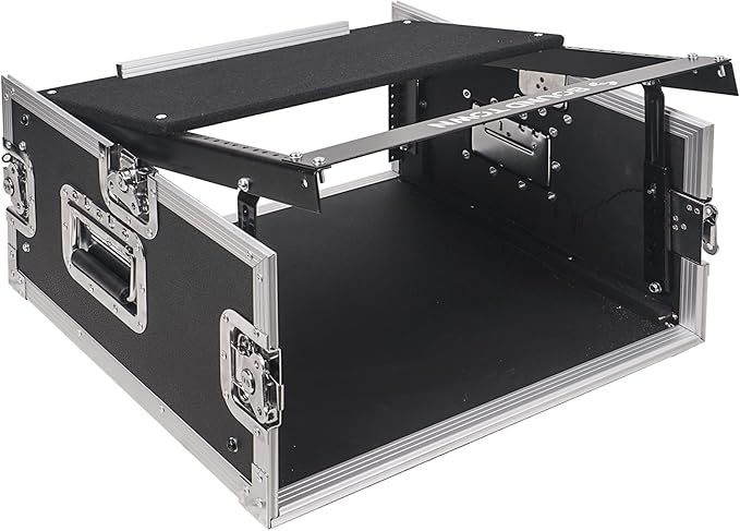 Sound Town 4U PA DJ Pro Audio Rack/Road ATA Case with 11U Slant Mixer Top, 20.2’ Rackable Depth, 4 Space Size - Pro Tour Grade (STMR-4U)