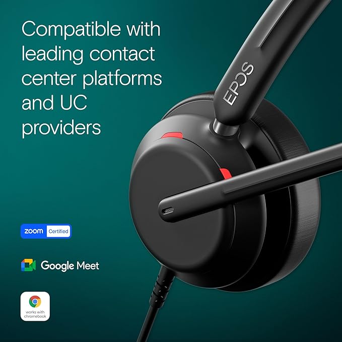 EPOS Impact 760 Dual-Sided USB-C and USB-A Wired Office Headset with Noise-Canceling Mic, in-Line Controls, Clear Audio, Comfortable Fit, Suitable for Business Calls and Working from Home