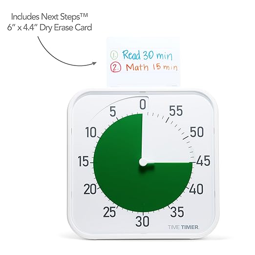 Time Timer Original 12" Visual Countdown Timer – Large 60-Minute Silent Classroom Visual Timer for SEL, Emotional Regulation, Focus, Calm Transitions, ADHD, Autism – (Green & White)