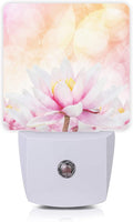 Smoaffly Pink Water Lily Lotus Night Light Plug-in LED Nightlights Auto Sensor Night Lamp Dusk-to-Dawn Lamp Home Decor for Nursery Children Girls Boys