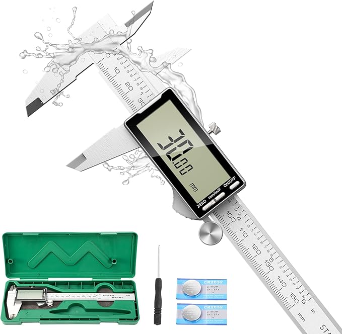 Raynesys Digital Caliper 12 Inch with Large LCD Screen, Inch/MM/Fraction Conversion, 300mm Micrometer Caliper All Stainless Steel Diameter Measuring Tool for Jewelers/Woodworkers/DIY