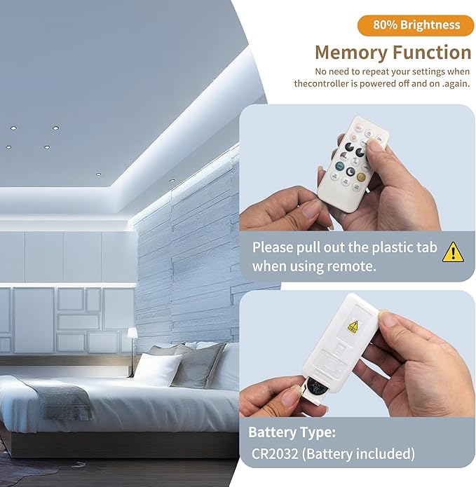 Pandery Remote Dimmer LED Controller Kit, App Control 2.4G RF Wireless Remote Control,DC 5-24V for 3528/2835/5050/COB LED Strip Lights,with Timing Function,Music Mode,(Single Color)