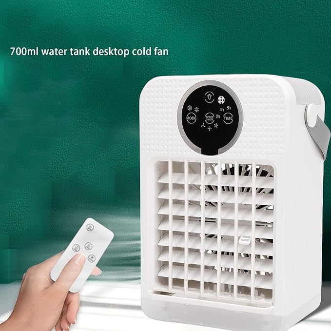Marhynchus 4 in 1 Portable Air Conditioner, 700ML Evaporative Cooler with 3 Speeds 7 Colors Light 2-8h Timer for Room Office Car Camping