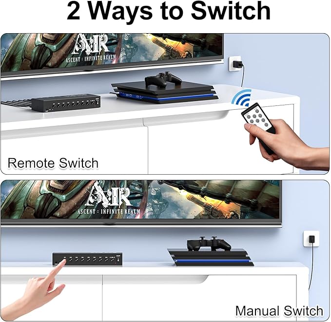 Azduou 4 AV Inputs + 4 HDMI 2.0 Inputs to HDMI Converter (8 in 1) with Upgrade New Version