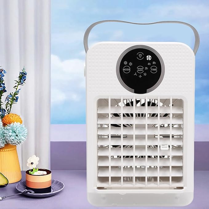 Marhynchus 4 in 1 Portable Air Conditioner, 700ML Evaporative Cooler with 3 Speeds 7 Colors Light 2-8h Timer for Room Office Car Camping