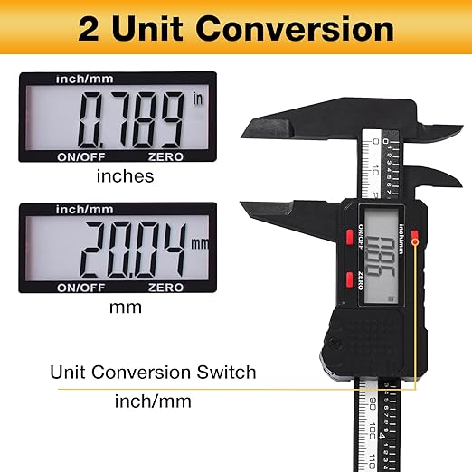 UNIPEC 6 inch Digital Caliper Micrometer,ABS Body for Accurate Measurements with LCD Screen, Auto-Off Feature, Inch and Millimeter Conversion