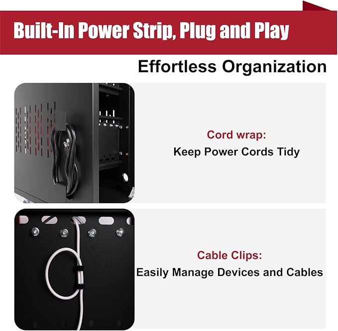 Thetilsy 32 Device Mobile Charging Station for Laptops/Tablets/iPads/Chromebooks,32 Bay Lockable Charging Cabinet with Power Strip for Classroom,School Charging Carts with Casters