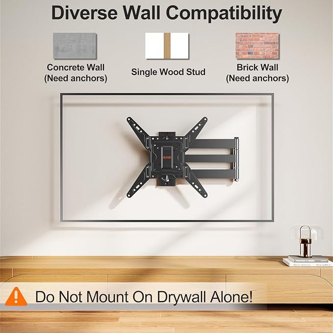 ELIVED 31.3 Inch Long Arm TV Mount for Most 32-65 Inch TVs, Swivel and Tilt Long Extension TV Wall Mount, Full Motion Wall Mount Bracket Max VESA 400x400mm, Holds up to 99 lbs.