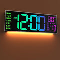 JALL 16" Large Digital Wall Mount Clock, Count Down Timer, Alarm, Big LED, 8 RGB Color, DST, Temperature for Living Room Classroom Desk, Xmas, Birthday Gift for Senior Mom Dad (White Shell, 16 inches)