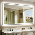 YEELAIT 72x40 Inch LED Bathroom Mirror with Lights (Front Lit and Backlit) Black Framed Lighted Vanity Mirror for Bathroom Wall Dimmable Anti-Fog Memory Tempered Glass Horizontal/Vertical