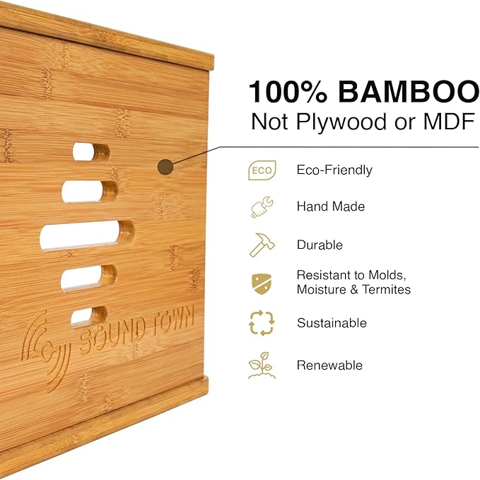 Sound Town DIY Solid Carbonized Bamboo Slanted 12U Studio Rack (4U Top + 8U Lower), with 2U Bottom Storage, Slide-Out Tray, Caster, For Recording Room, Home Studio (STBR-ST12T)