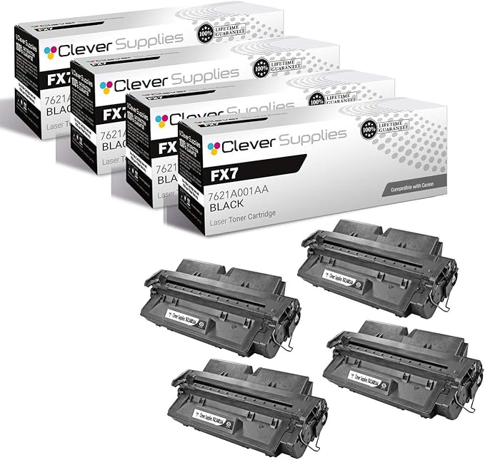 CS Compatible Toner Cartridge Replacement for Canon FX7 7621A001AA Black Fax Series FAX L2000 L2000iP LaserClass 710 720 720i 730 730i Toner Cartridge 4 Pack