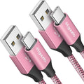 etguuds USB A to USB C Cable 6.6ft, 2-Pack, 3A Fast Charging Type C Charger Cord for iPhone 17 16 15 Pro Max 16e 17 Air, Samsung Galaxy S25 S24 S23 S22 S21 S20 A17 A16 A56 A55 Flip Fold, Pink
