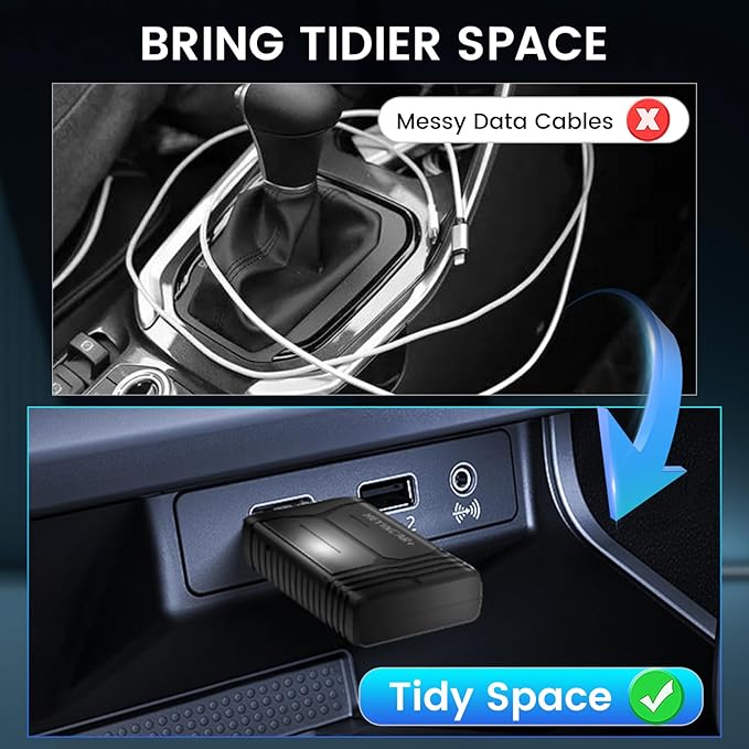 HEYINCAR+ H-Air Wireless CarPlay & Android Auto Adapter, 2025 Upgrade, Plug & Play USB Dongle, Convert Wired CarPlay Auto to Wireless, No Latency, Fast Connection, for Apple iPhone & Android Phones